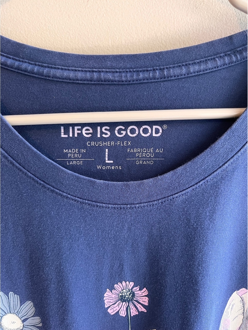Life is Good Women's Wildflowers Long Sleeve Crusher Flex Tunic Top Blue Large - Picture 5 of 7
